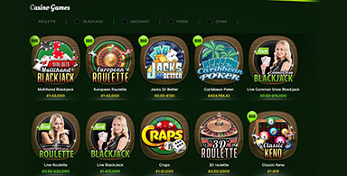 A selection of casino games.