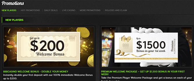 888 Casino New Player Bonuses