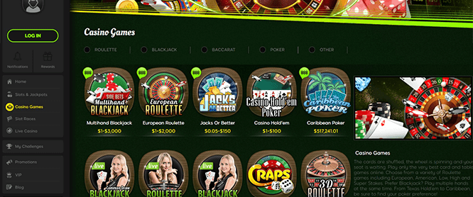 888 Casino Table Games Selection